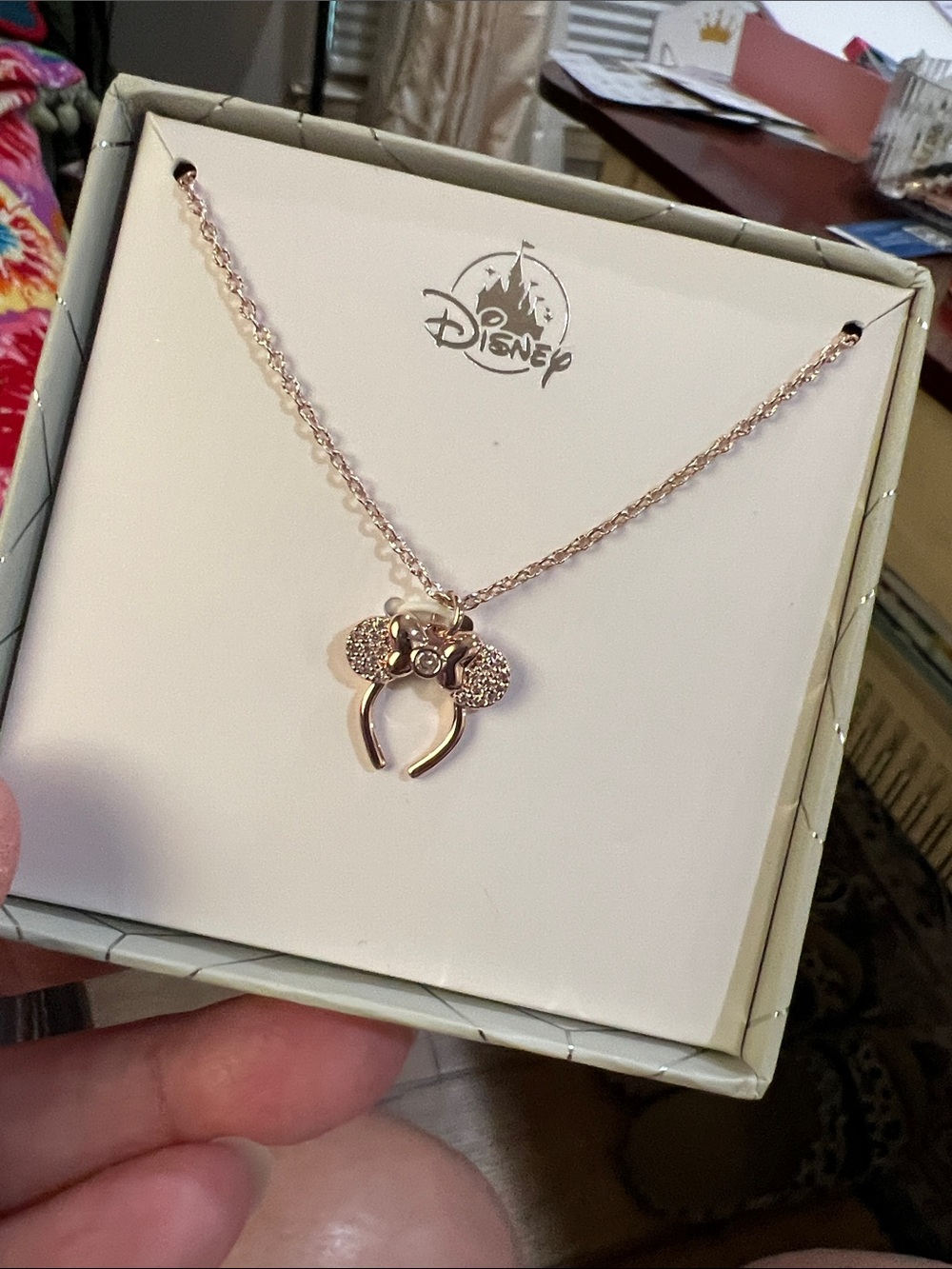 NWT Disney Mickey Mouse Ears Rhinestone Necklace